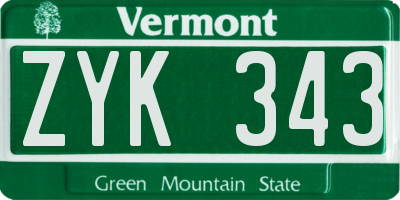 VT license plate ZYK343