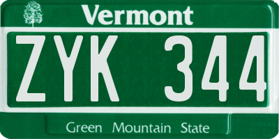 VT license plate ZYK344