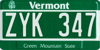 VT license plate ZYK347