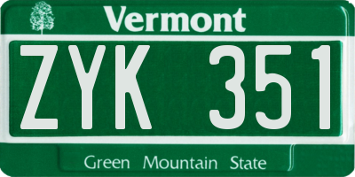 VT license plate ZYK351