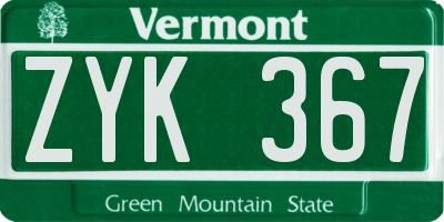 VT license plate ZYK367