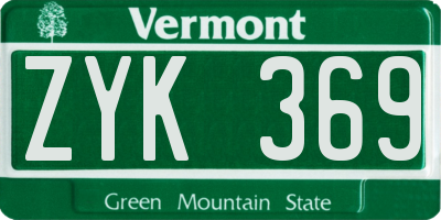 VT license plate ZYK369