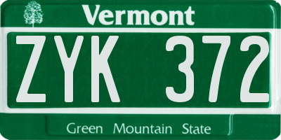 VT license plate ZYK372