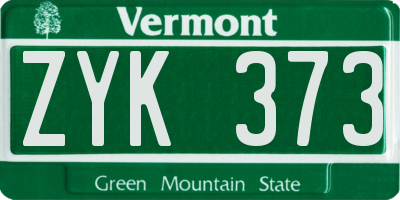 VT license plate ZYK373