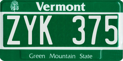 VT license plate ZYK375