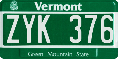 VT license plate ZYK376