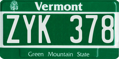 VT license plate ZYK378