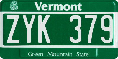 VT license plate ZYK379