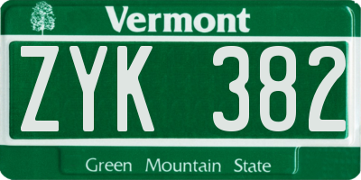 VT license plate ZYK382