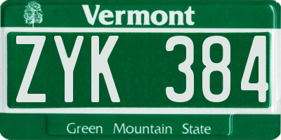 VT license plate ZYK384