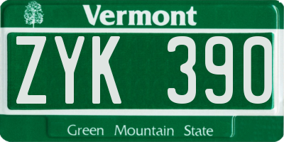VT license plate ZYK390