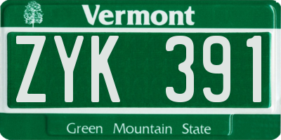 VT license plate ZYK391