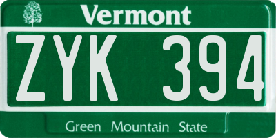 VT license plate ZYK394