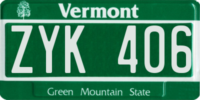VT license plate ZYK406