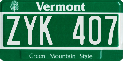 VT license plate ZYK407
