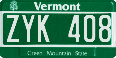 VT license plate ZYK408