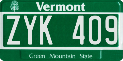 VT license plate ZYK409