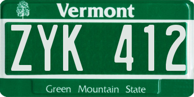 VT license plate ZYK412