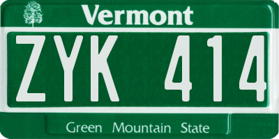 VT license plate ZYK414