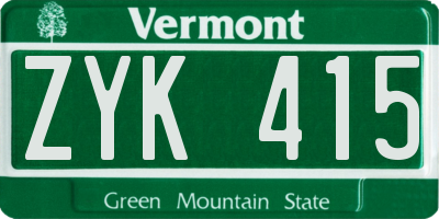 VT license plate ZYK415