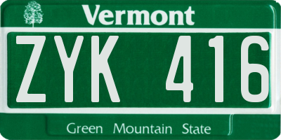 VT license plate ZYK416