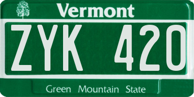VT license plate ZYK420