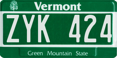 VT license plate ZYK424