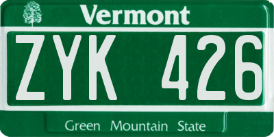 VT license plate ZYK426