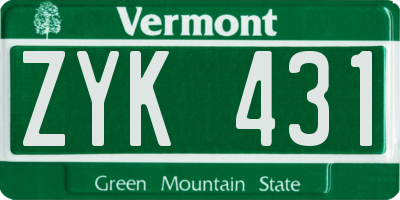 VT license plate ZYK431