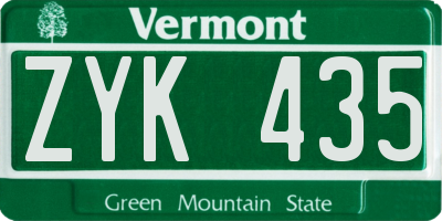 VT license plate ZYK435