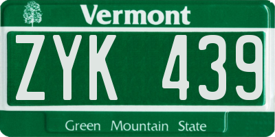 VT license plate ZYK439