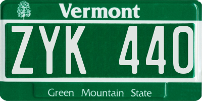 VT license plate ZYK440