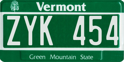 VT license plate ZYK454