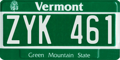 VT license plate ZYK461