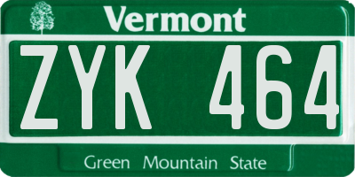 VT license plate ZYK464