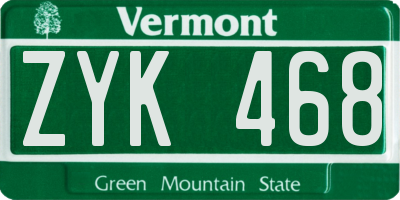 VT license plate ZYK468