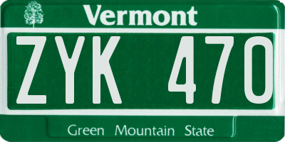 VT license plate ZYK470