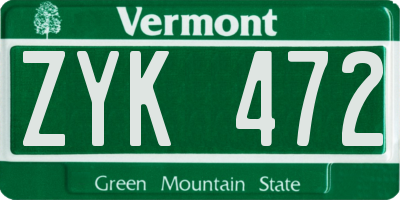 VT license plate ZYK472