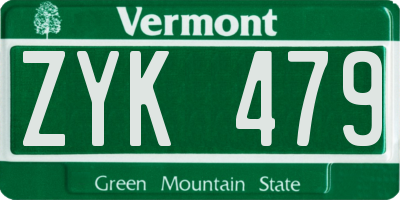 VT license plate ZYK479