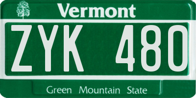 VT license plate ZYK480