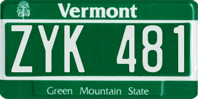 VT license plate ZYK481