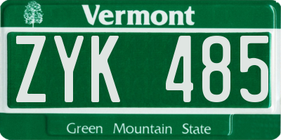 VT license plate ZYK485
