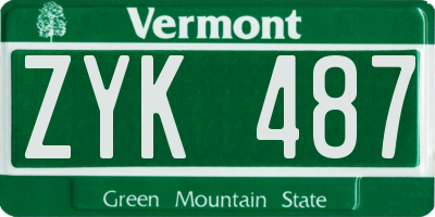 VT license plate ZYK487