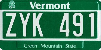 VT license plate ZYK491