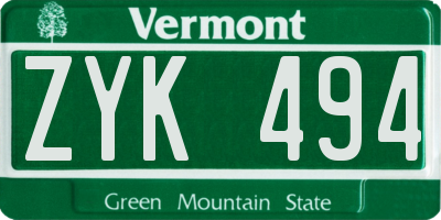 VT license plate ZYK494