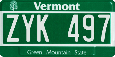 VT license plate ZYK497