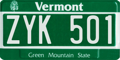VT license plate ZYK501
