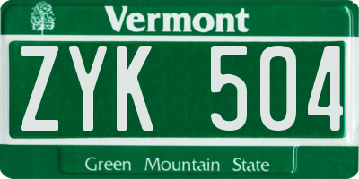 VT license plate ZYK504