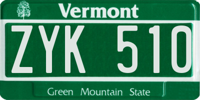 VT license plate ZYK510