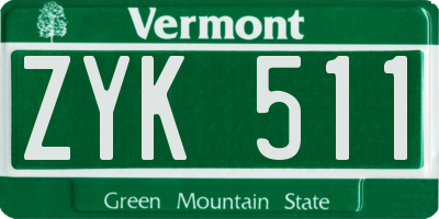 VT license plate ZYK511
